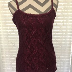 Maroon lace tank top